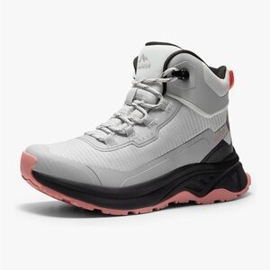 Women's Light Gray and Pink Waterproof Hiking Shoes